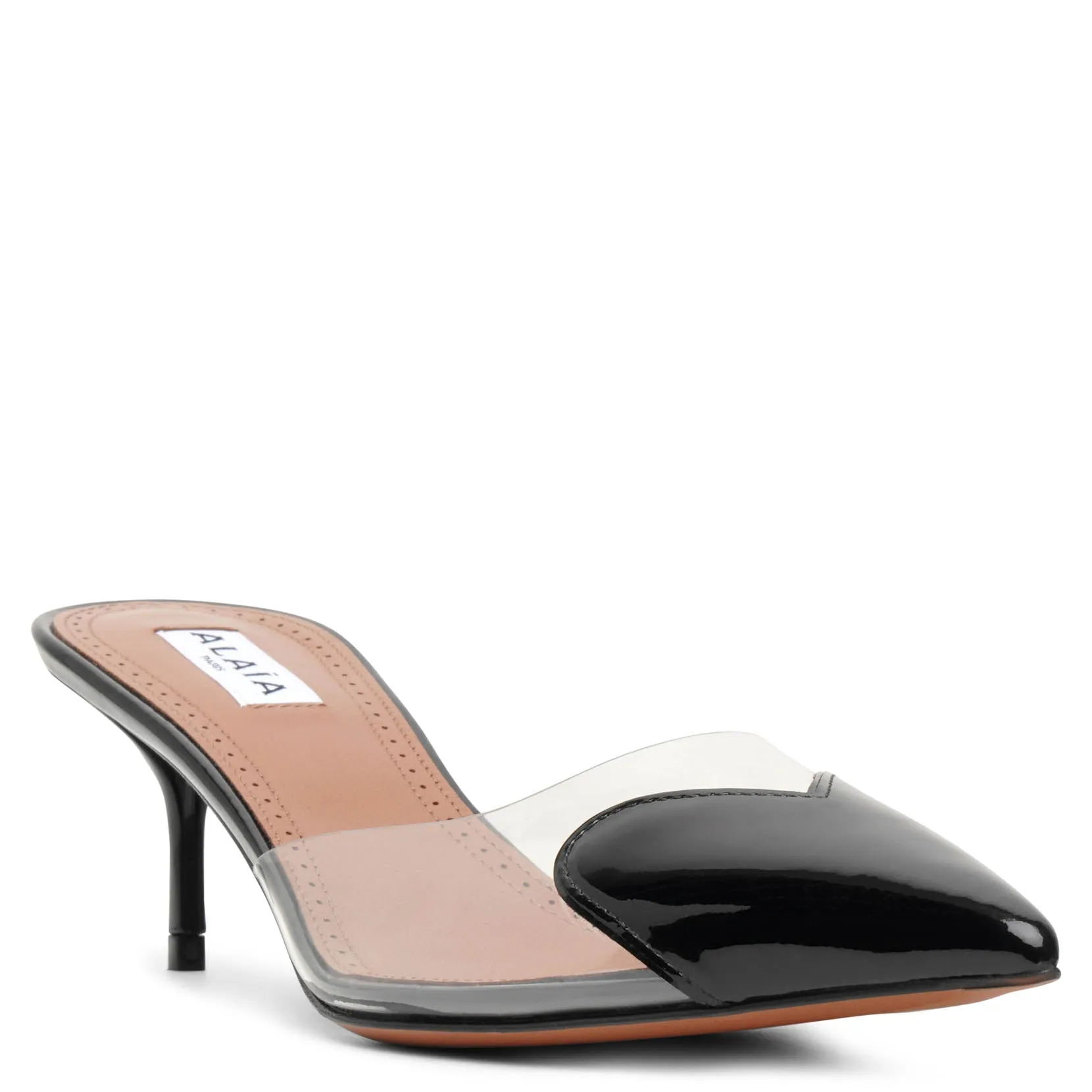 Coeur 55 black patent mule pumps
