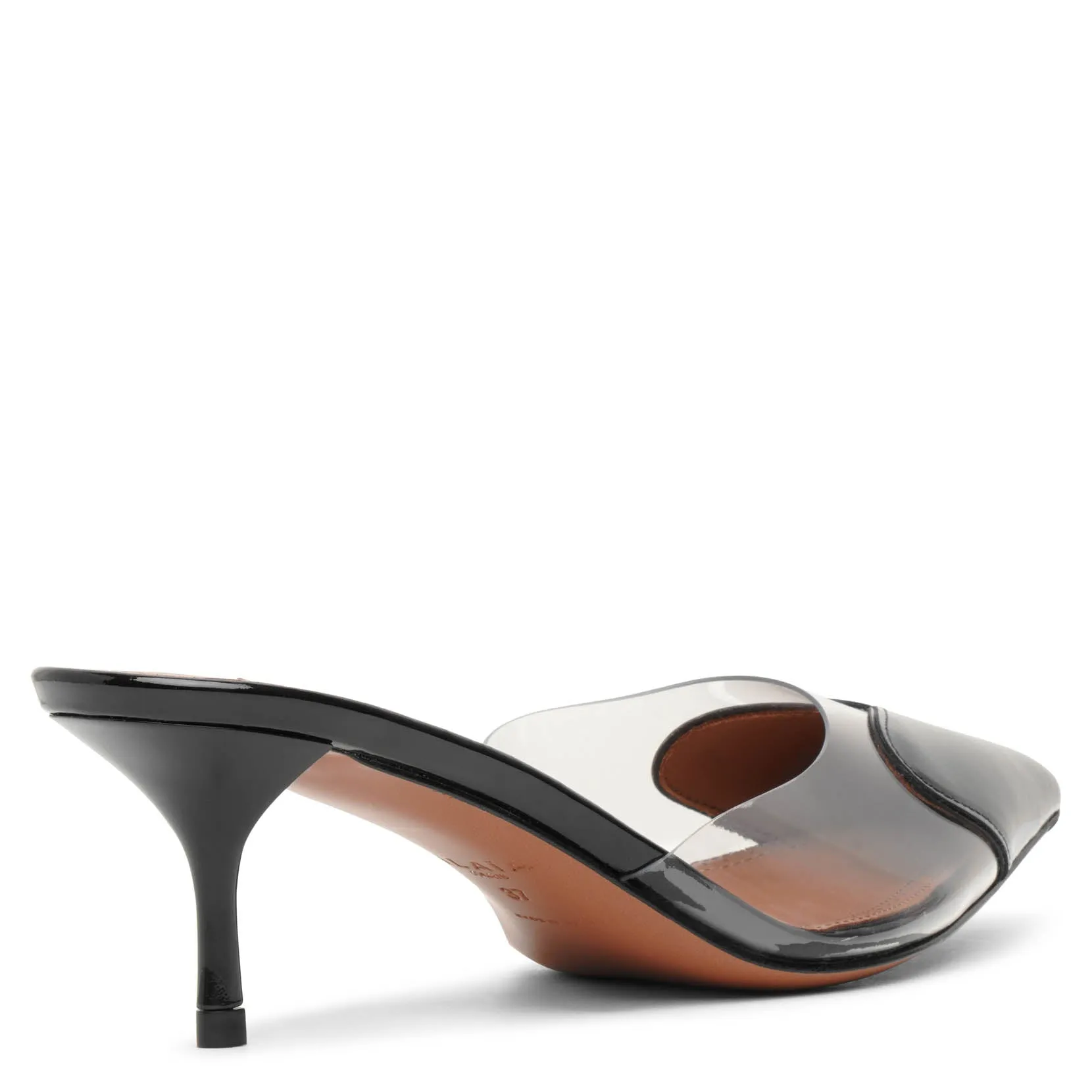 Coeur 55 black patent mule pumps
