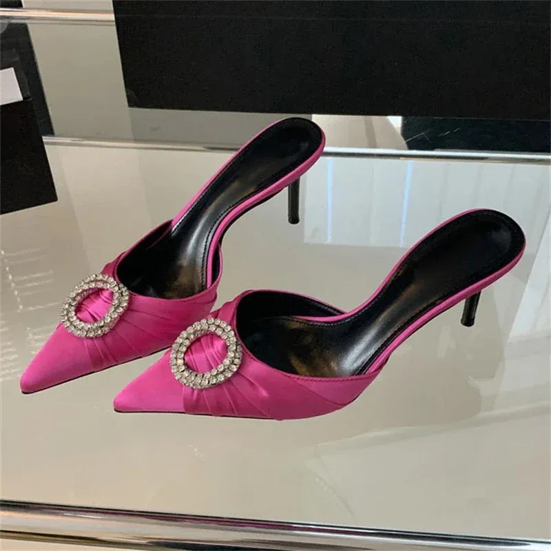 Crystal Diamonds Pointed Toe Mule Slide