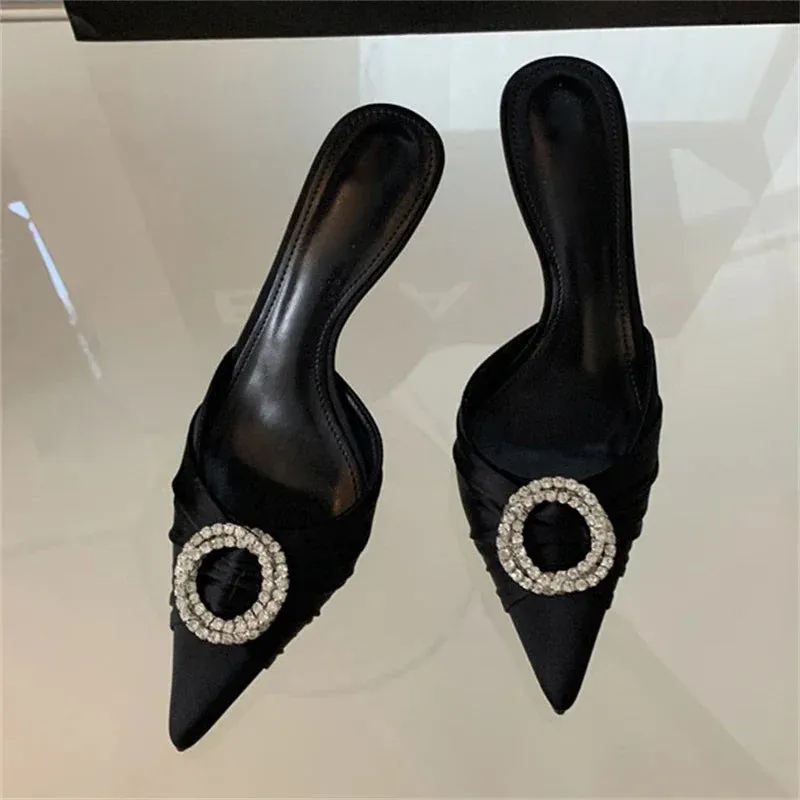 Crystal Diamonds Pointed Toe Mule Slide
