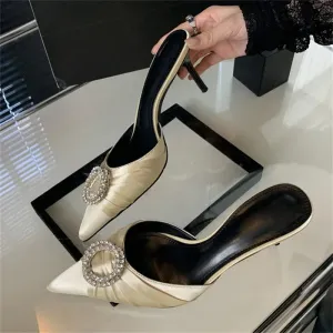 Crystal Diamonds Pointed Toe Mule Slide