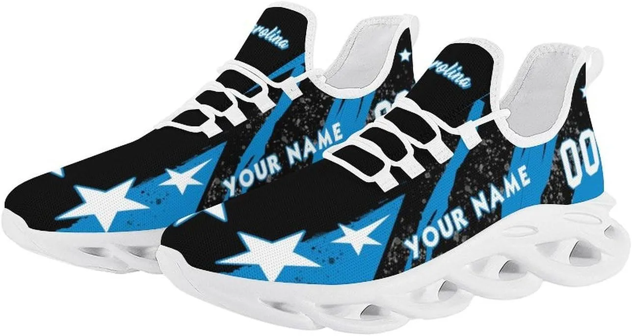 Custom Men's Sneakers Football Name & Number Breathable Fan Gift for Men Women Athletic Gym Slip-on Shoes Personalized Black White