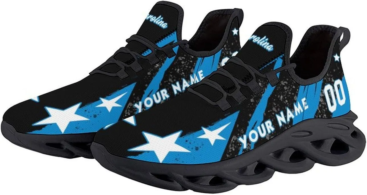 Custom Men's Sneakers Football Name & Number Breathable Fan Gift for Men Women Athletic Gym Slip-on Shoes Personalized Black White