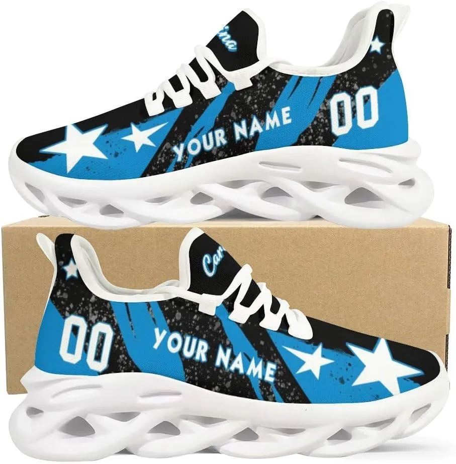 Custom Men's Sneakers Football Name & Number Breathable Fan Gift for Men Women Athletic Gym Slip-on Shoes Personalized Black White