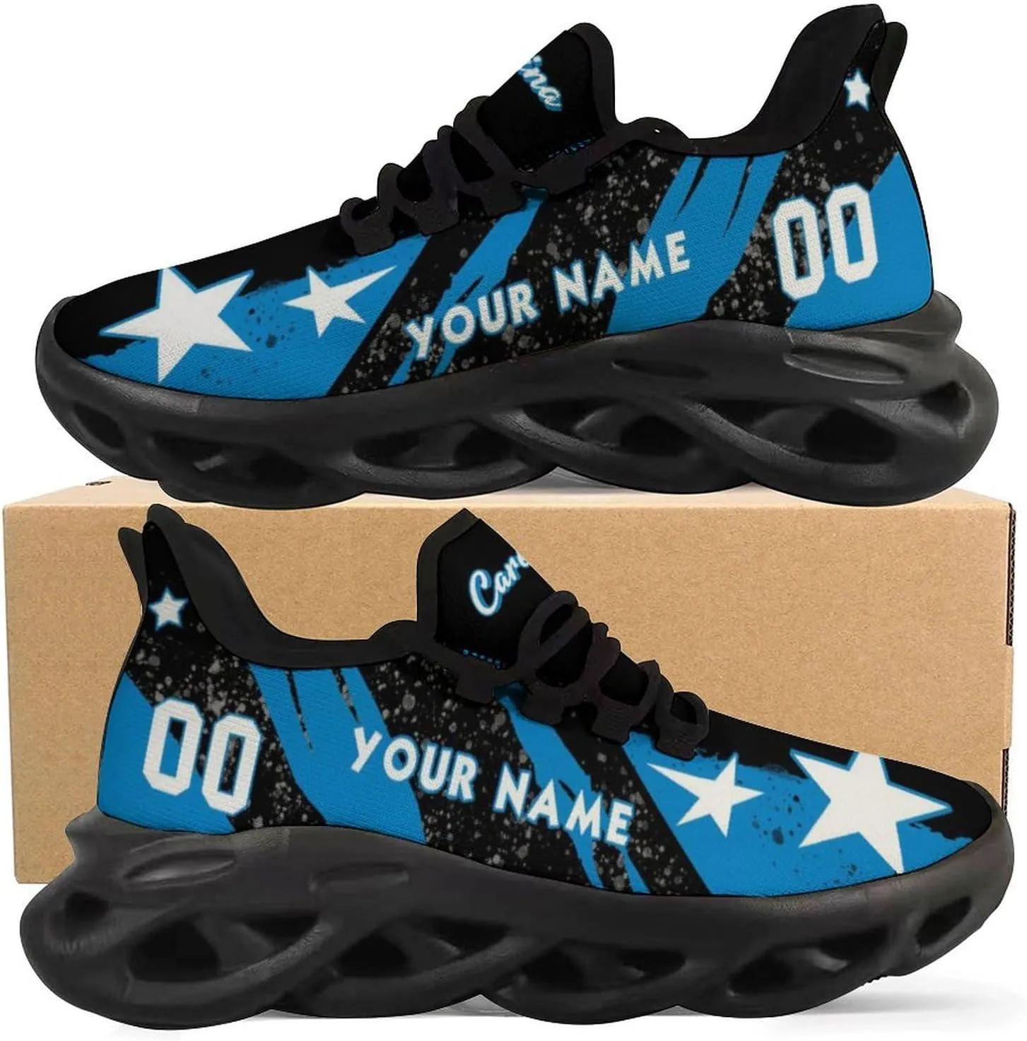Custom Men's Sneakers Football Name & Number Breathable Fan Gift for Men Women Athletic Gym Slip-on Shoes Personalized Black White