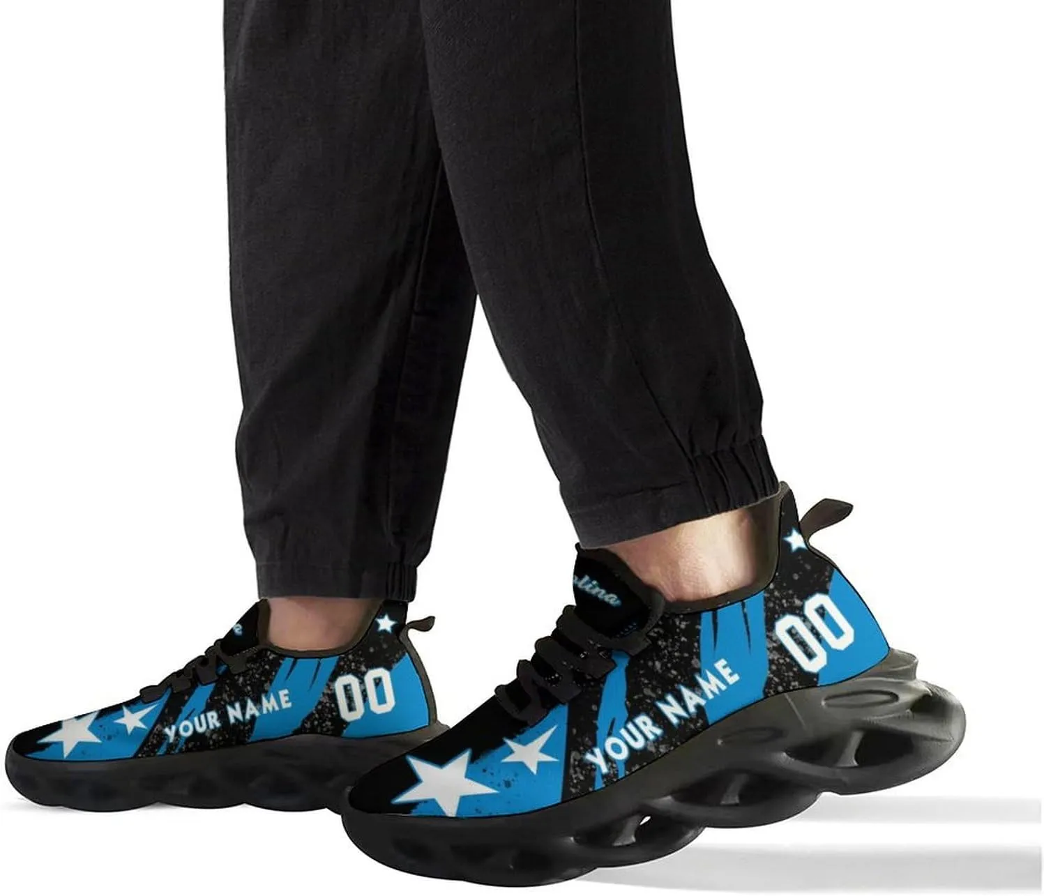 Custom Men's Sneakers Football Name & Number Breathable Fan Gift for Men Women Athletic Gym Slip-on Shoes Personalized Black White