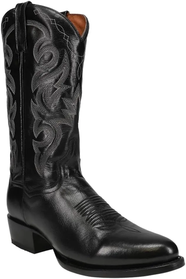 Dan Post Mens Milwaukee Embroidered Narrow Round Toe Casual Boots Mid Calf - Black