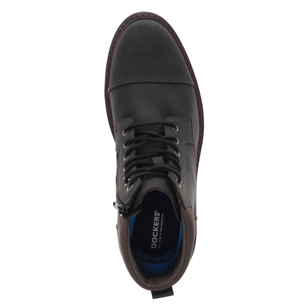 DOCKERS Mens Dudley Rugged Casual 7-Eyelet Captoe Boot, Black, 11 M