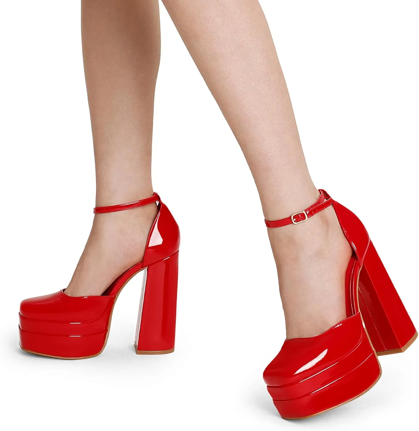 DREAM PAIRS Women’s High Chunky Platform Closed Toe Block Heels Square Toe Ankle Strap Dress Wedding Party Pumps Shoes Aurelia