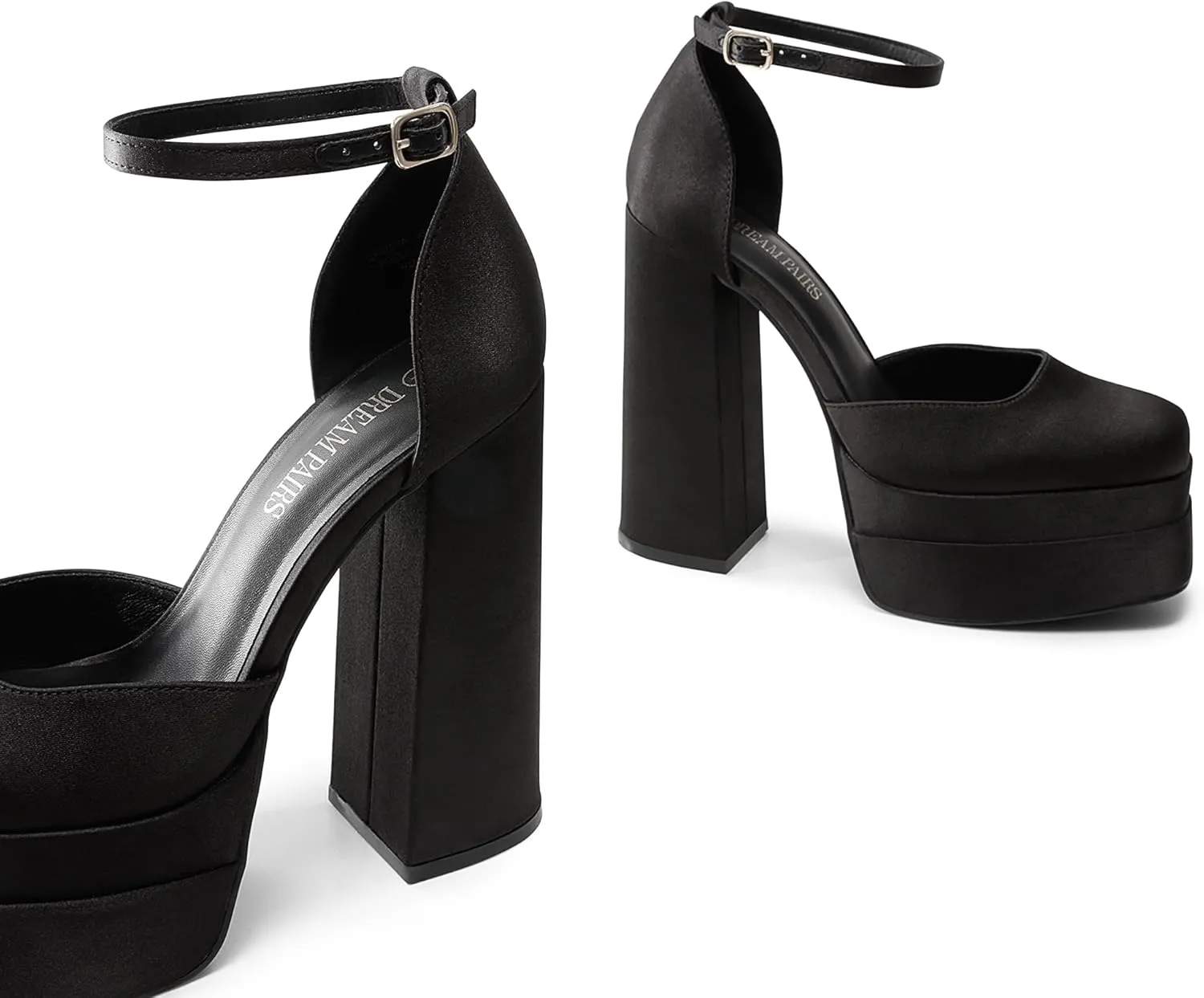 DREAM PAIRS Women’s High Chunky Platform Closed Toe Block Heels Square Toe Ankle Strap Dress Wedding Party Pumps Shoes Aurelia