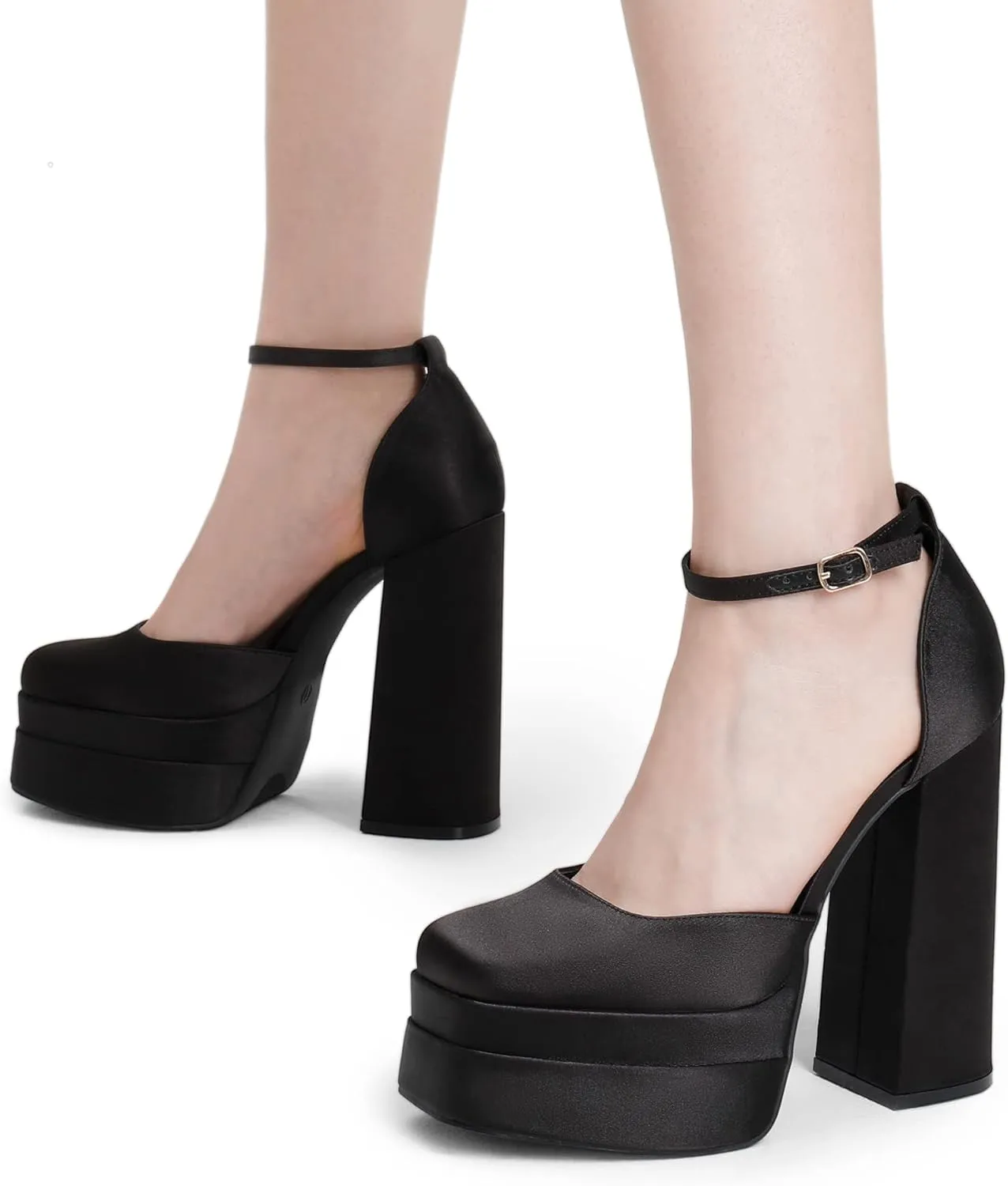 DREAM PAIRS Women’s High Chunky Platform Closed Toe Block Heels Square Toe Ankle Strap Dress Wedding Party Pumps Shoes Aurelia