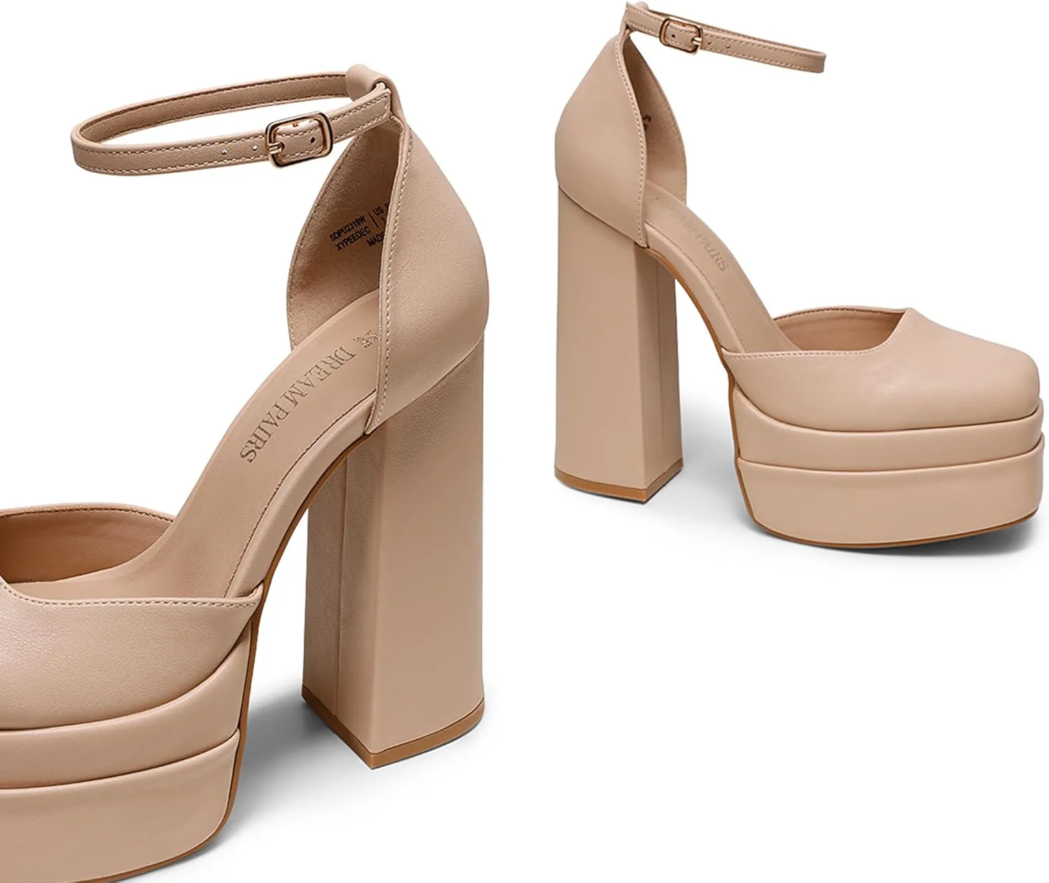 DREAM PAIRS Women’s High Chunky Platform Closed Toe Block Heels Square Toe Ankle Strap Dress Wedding Party Pumps Shoes Aurelia