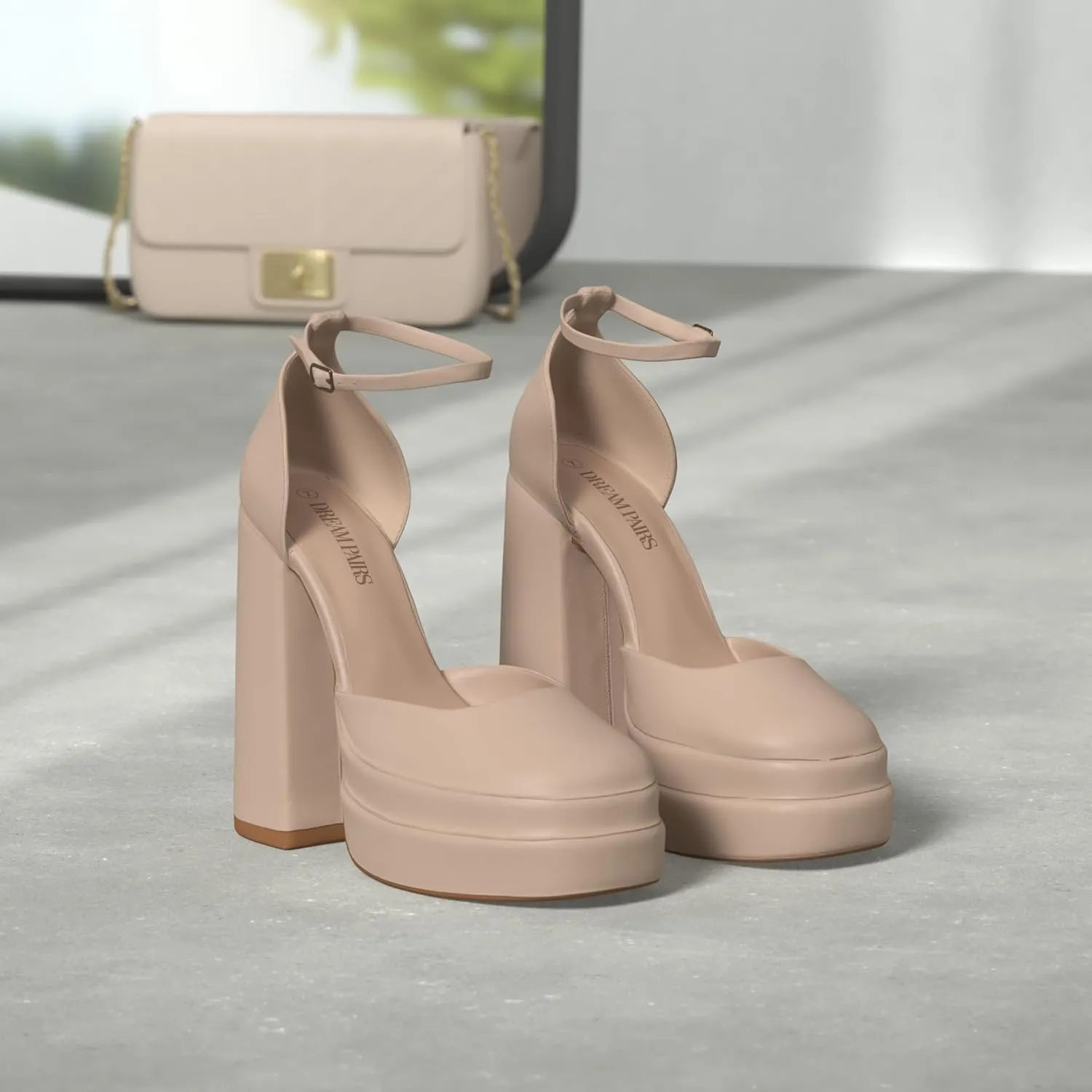 DREAM PAIRS Women’s High Chunky Platform Closed Toe Block Heels Square Toe Ankle Strap Dress Wedding Party Pumps Shoes Aurelia