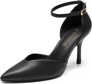 DREAM PAIRS Women’s High Heels Strappy Closed Toe Stiletto Ankle Strap Pointed Toe D'Orsay Heel Dress Wedding Party Pumps Shoes