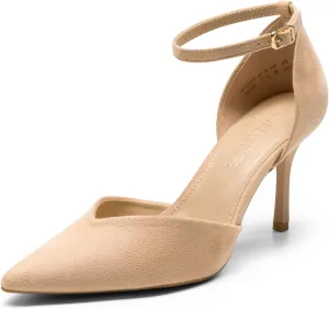 DREAM PAIRS Women’s High Heels Strappy Closed Toe Stiletto Ankle Strap Pointed Toe D'Orsay Heel Dress Wedding Party Pumps Shoes