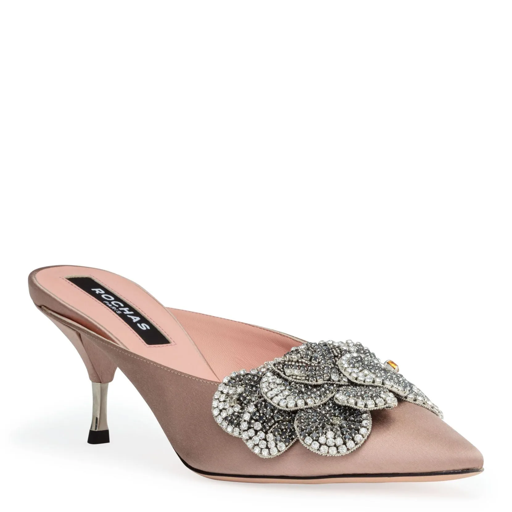 Dusty pink 60 crystal embellished mules