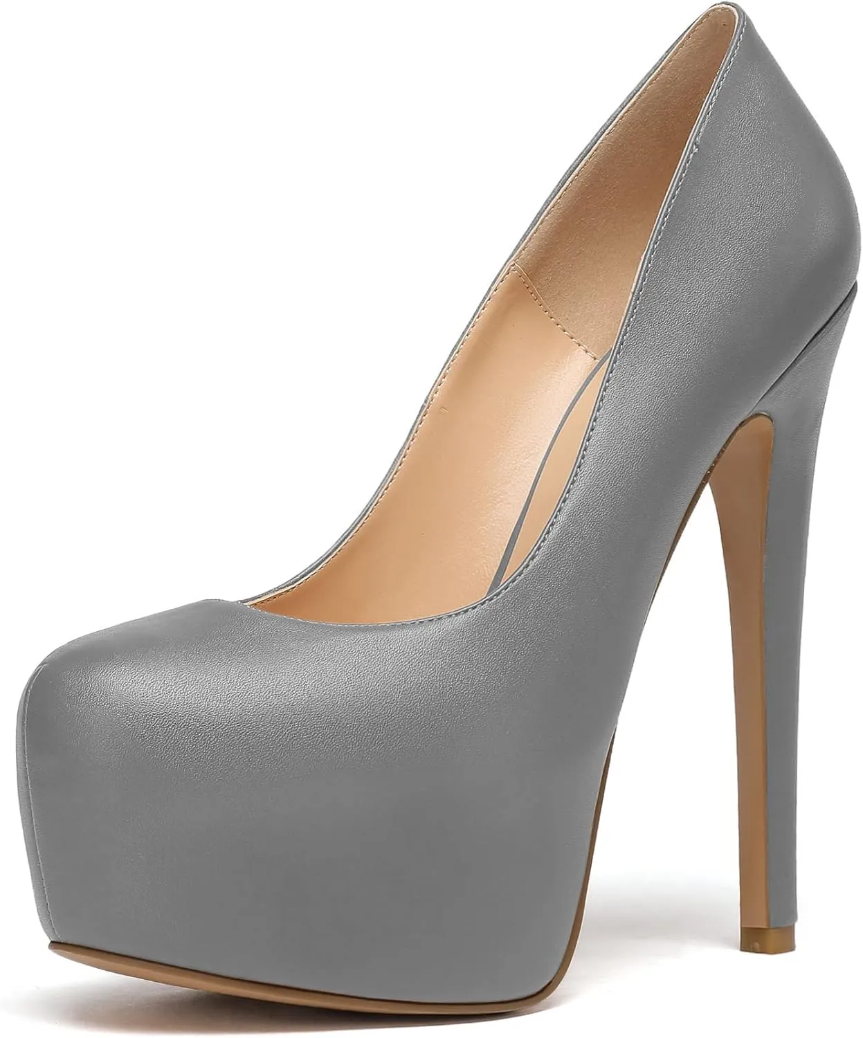 Eldof Womens High Heel Platform Pumps Round Toe Sky High Stilettoes 6" Party Dress Platform