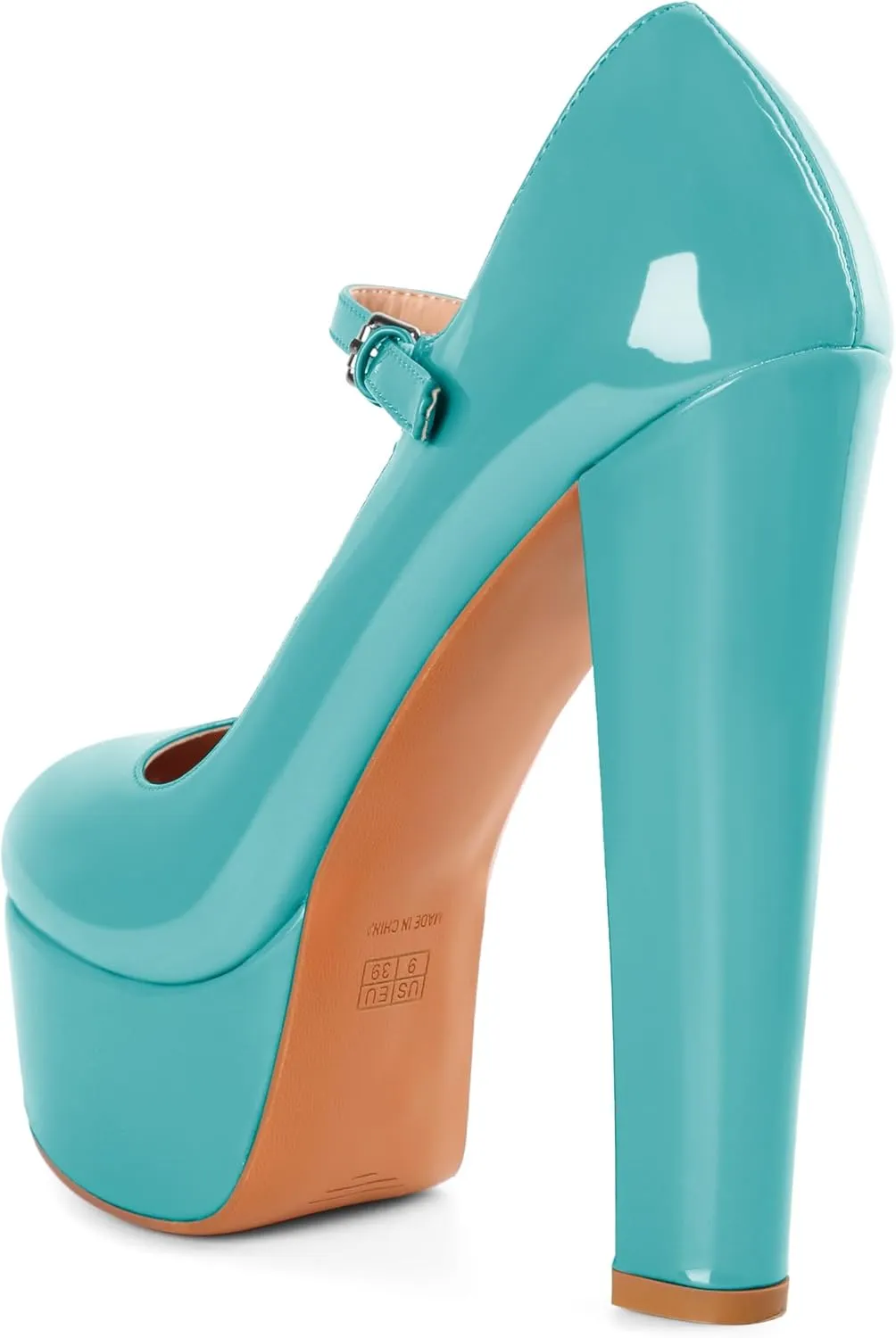 Eldof Women's Round Closed Toe Platform Mary Jane Pumps Block Chunky High Heel Sexy Wedding Dressy Shoes 6 Inches