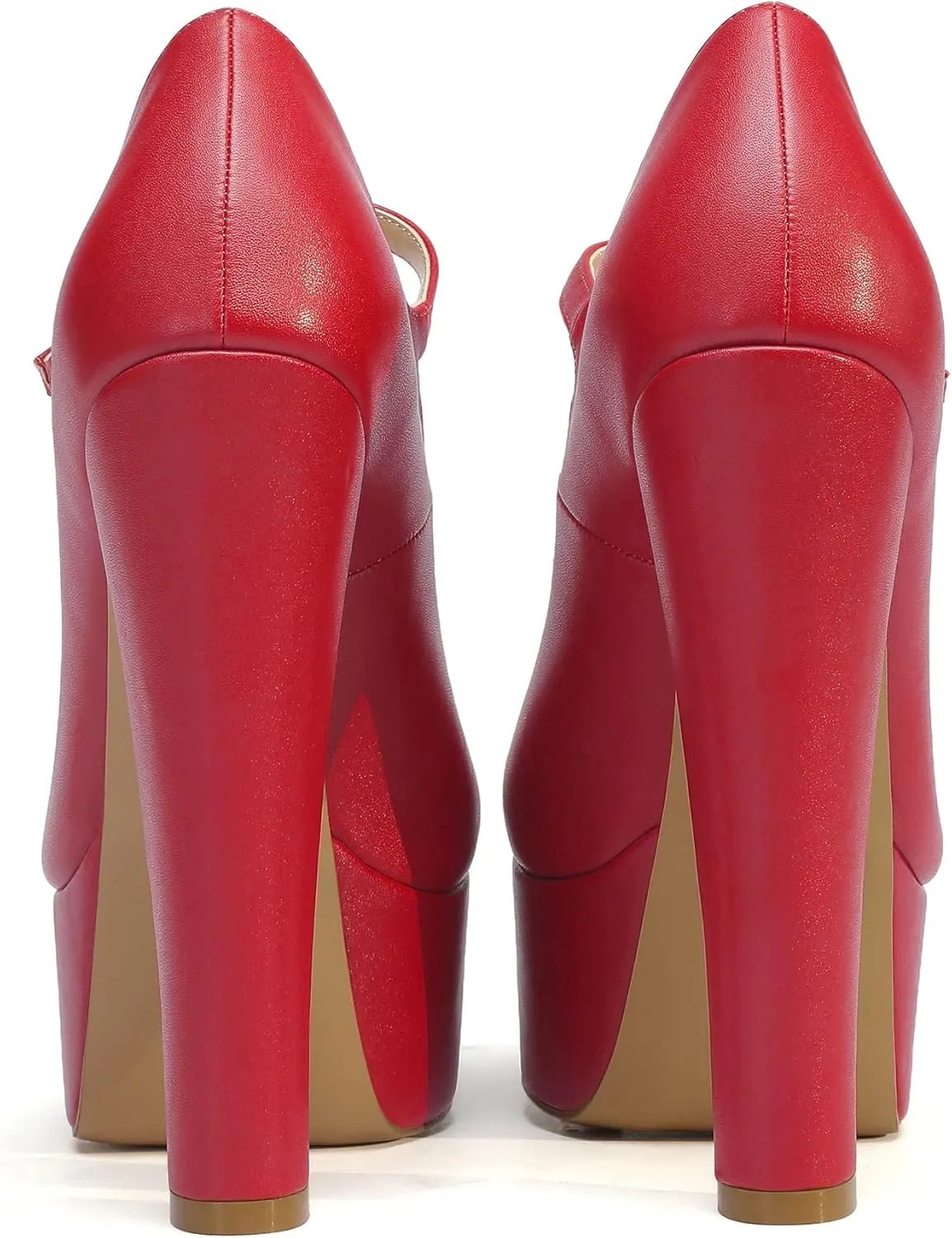 Eldof Women's Round Closed Toe Platform Mary Jane Pumps Block Chunky High Heel Sexy Wedding Dressy Shoes 6 Inches