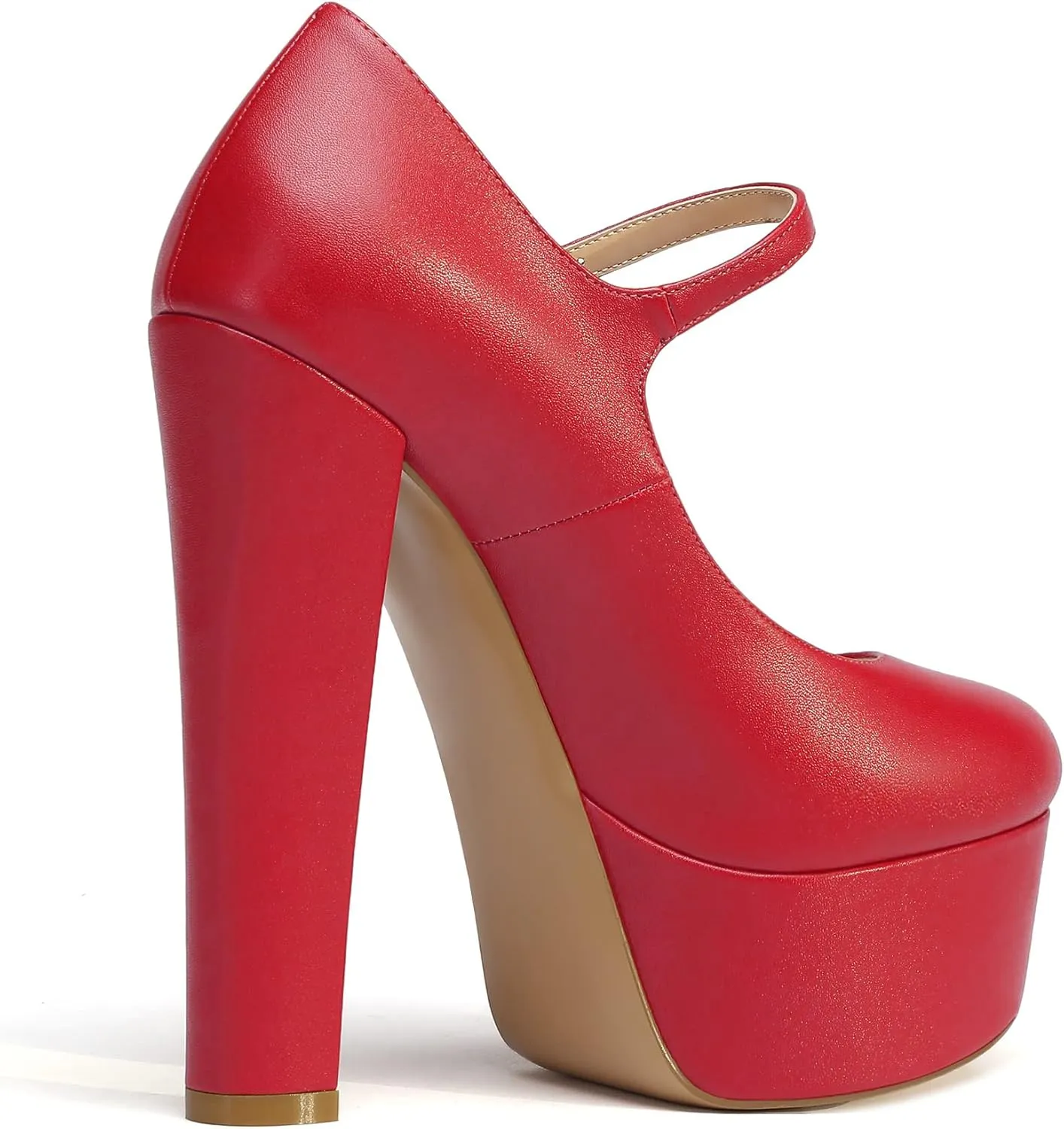 Eldof Women's Round Closed Toe Platform Mary Jane Pumps Block Chunky High Heel Sexy Wedding Dressy Shoes 6 Inches