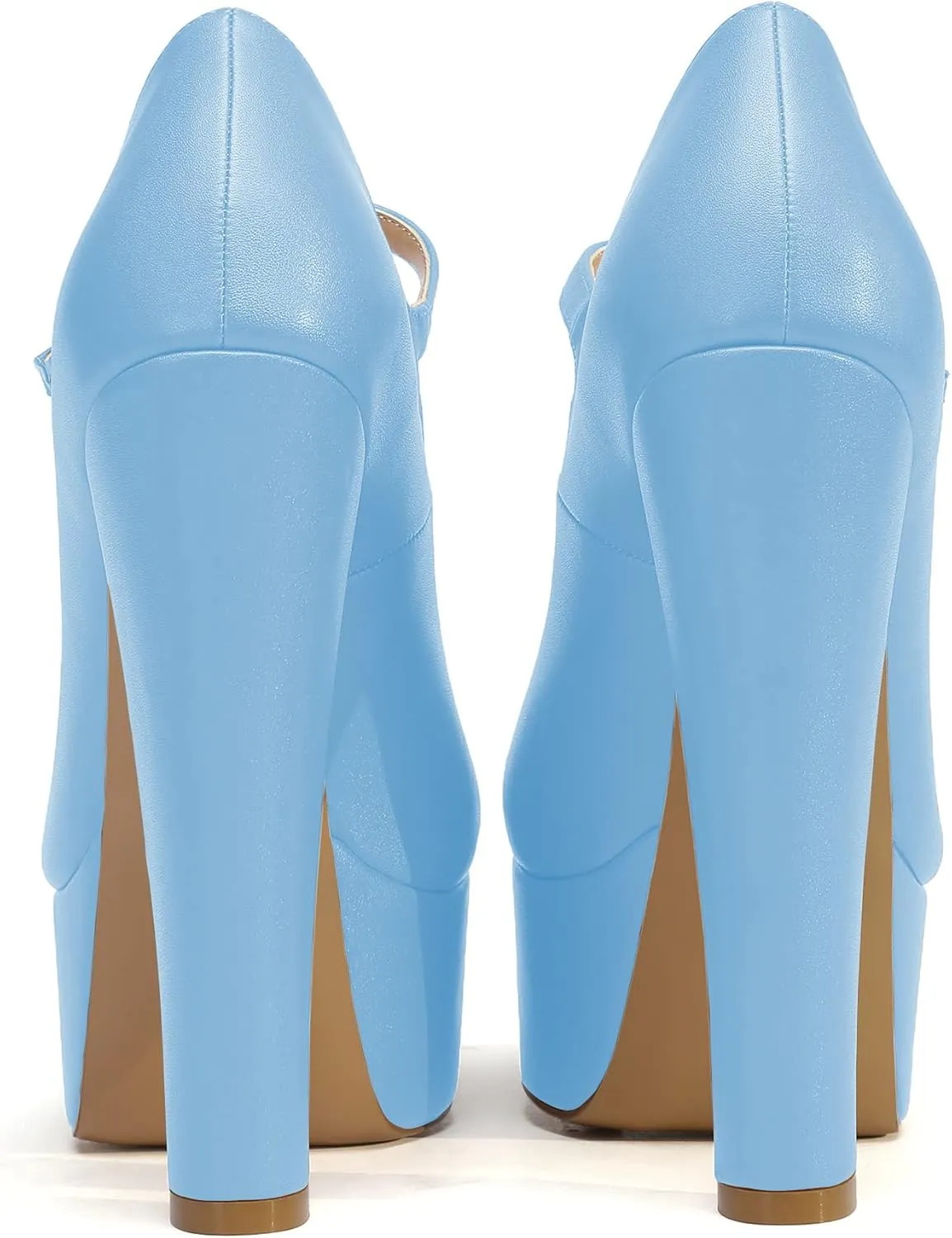 Eldof Women's Round Closed Toe Platform Mary Jane Pumps Block Chunky High Heel Sexy Wedding Dressy Shoes 6 Inches