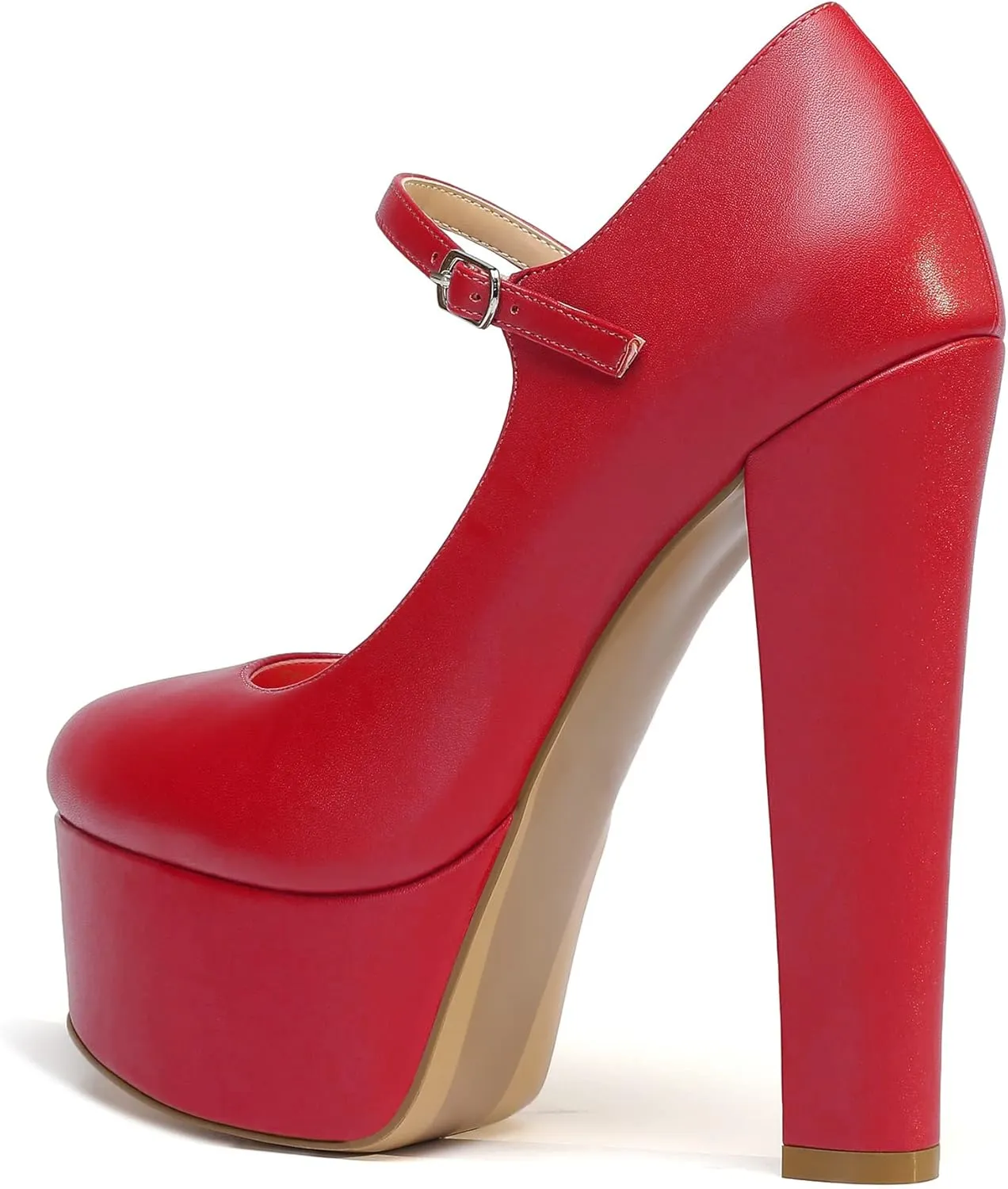 Eldof Women's Round Closed Toe Platform Mary Jane Pumps Block Chunky High Heel Sexy Wedding Dressy Shoes 6 Inches
