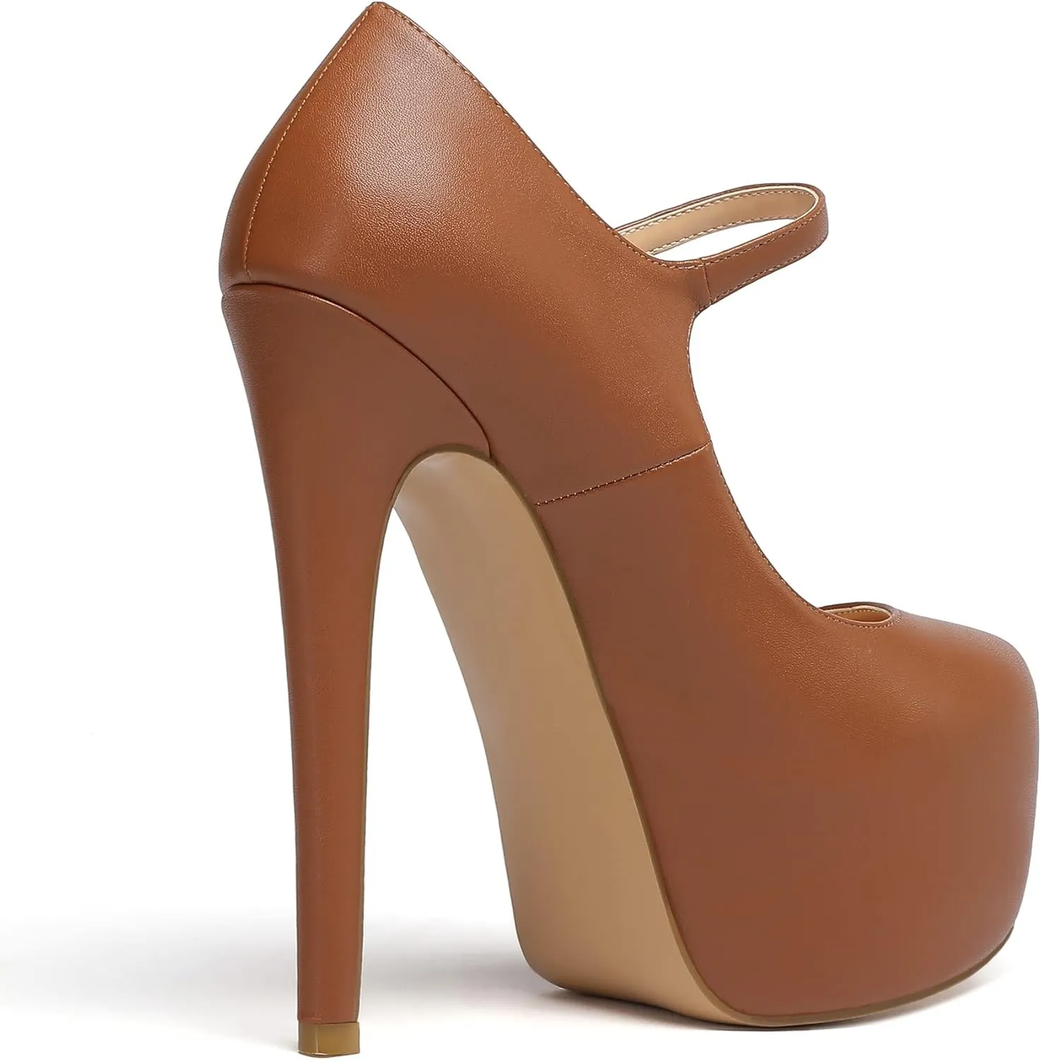Eldof Women's Stiletto High Heels Platform Mary Jane Pumps Round Closed Toe Ankle Straps Party Dress Shoes 6 Inches