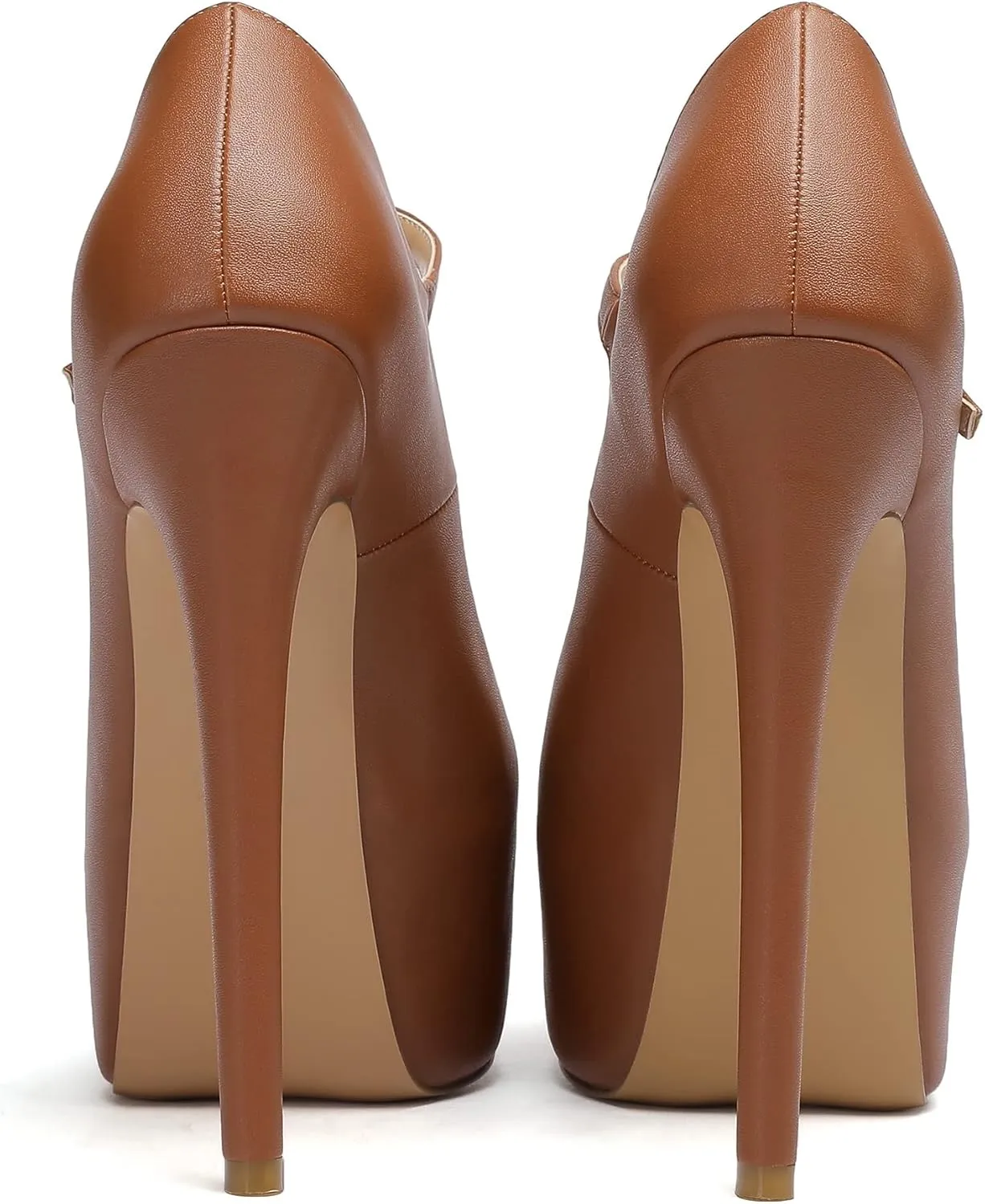 Eldof Women's Stiletto High Heels Platform Mary Jane Pumps Round Closed Toe Ankle Straps Party Dress Shoes 6 Inches