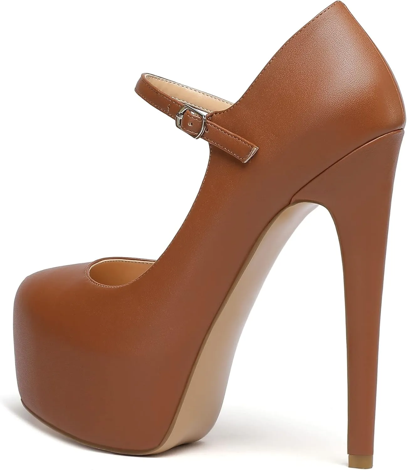 Eldof Women's Stiletto High Heels Platform Mary Jane Pumps Round Closed Toe Ankle Straps Party Dress Shoes 6 Inches