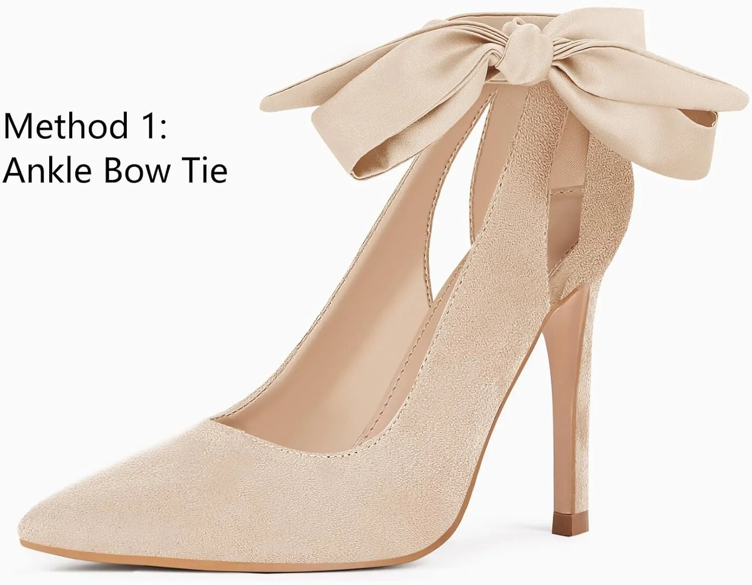 Fashare Womens High Heels Bow Tie Back Sexy Stiletto Ankle Strap Wedding Dress Pumps Shoes