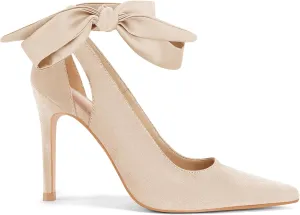 Fashare Womens High Heels Bow Tie Back Sexy Stiletto Ankle Strap Wedding Dress Pumps Shoes