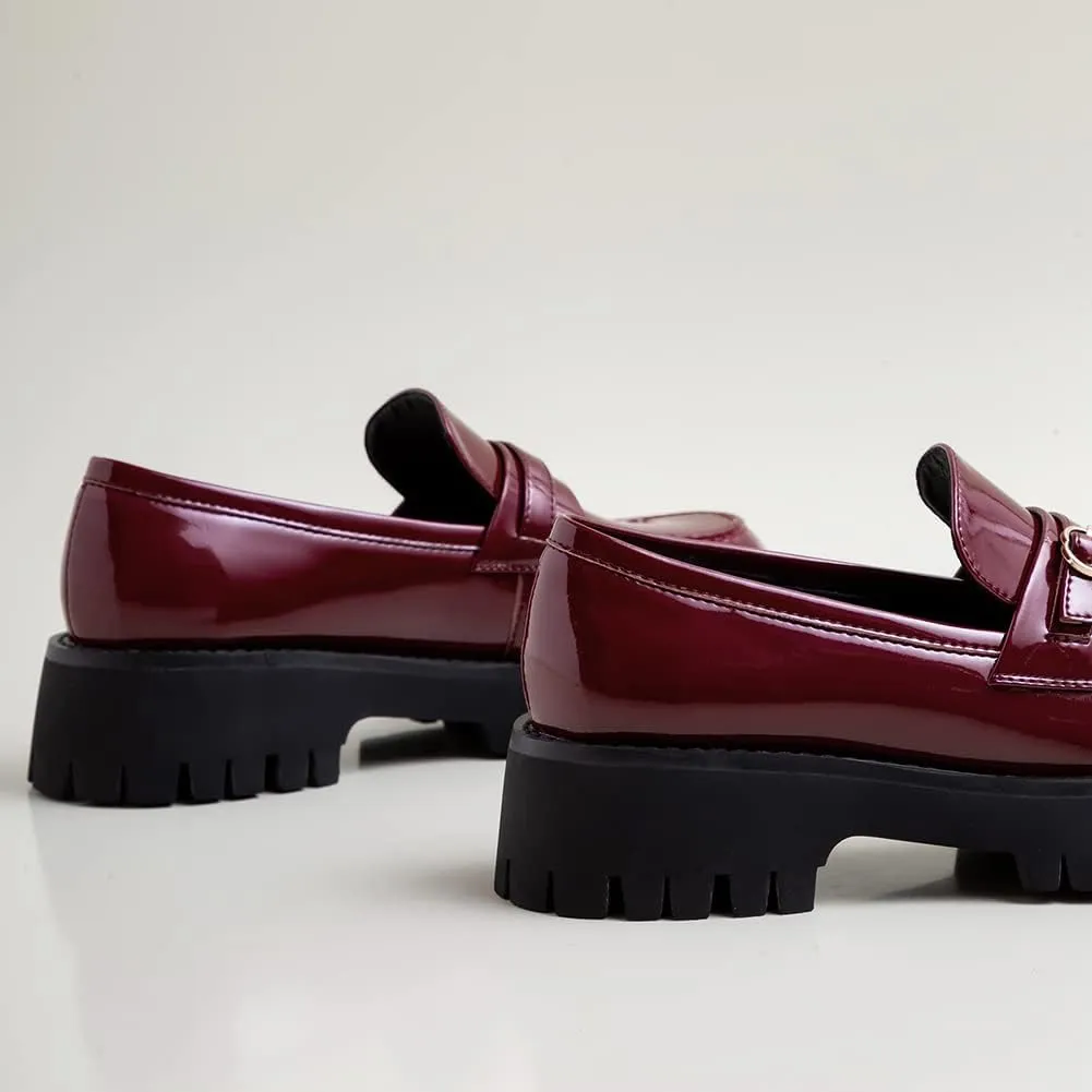 Fashion Platform Loafers for Women Slip-On Penny Loafers with Wedge Heel