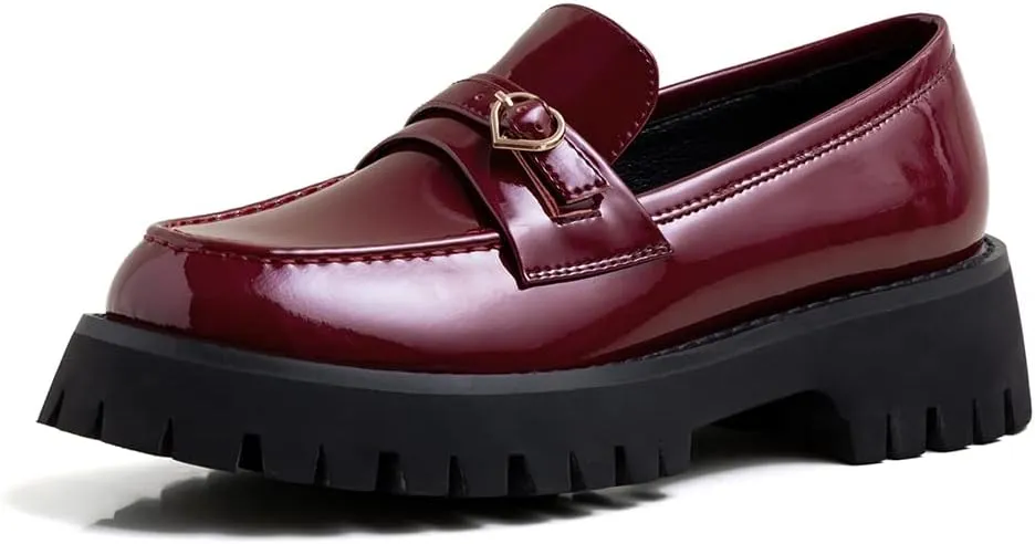 Fashion Platform Loafers for Women Slip-On Penny Loafers with Wedge Heel