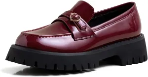 Fashion Platform Loafers for Women Slip-On Penny Loafers with Wedge Heel