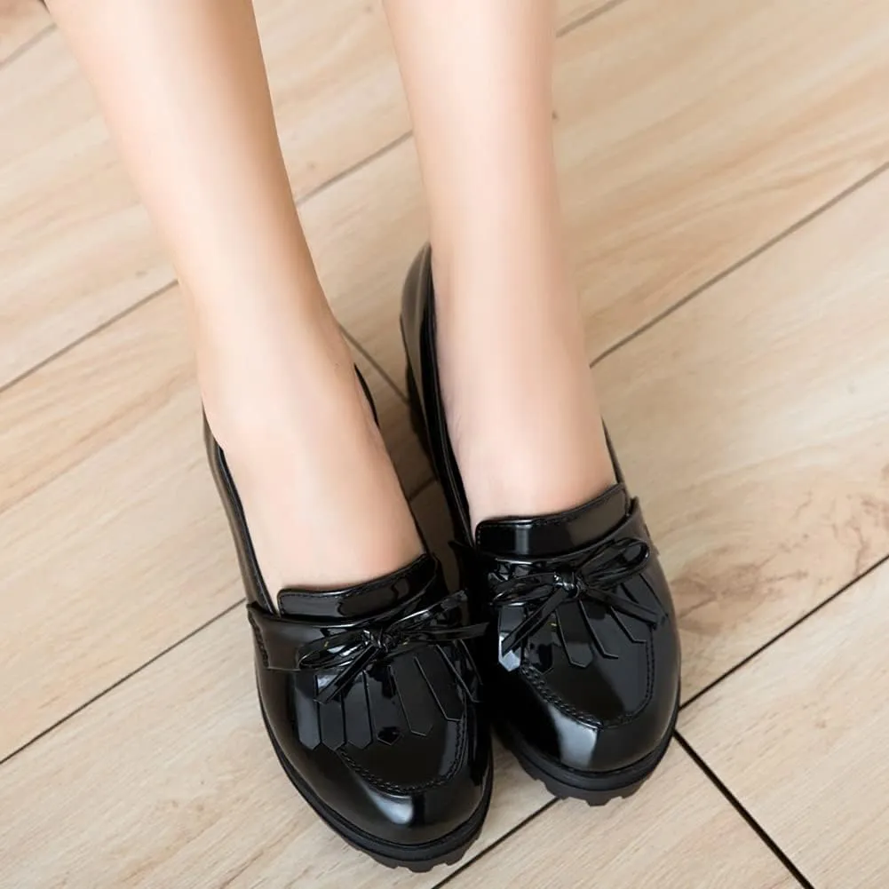 Fashion Platform Loafers for Women Slip-On Penny Loafers with Wedge Heel