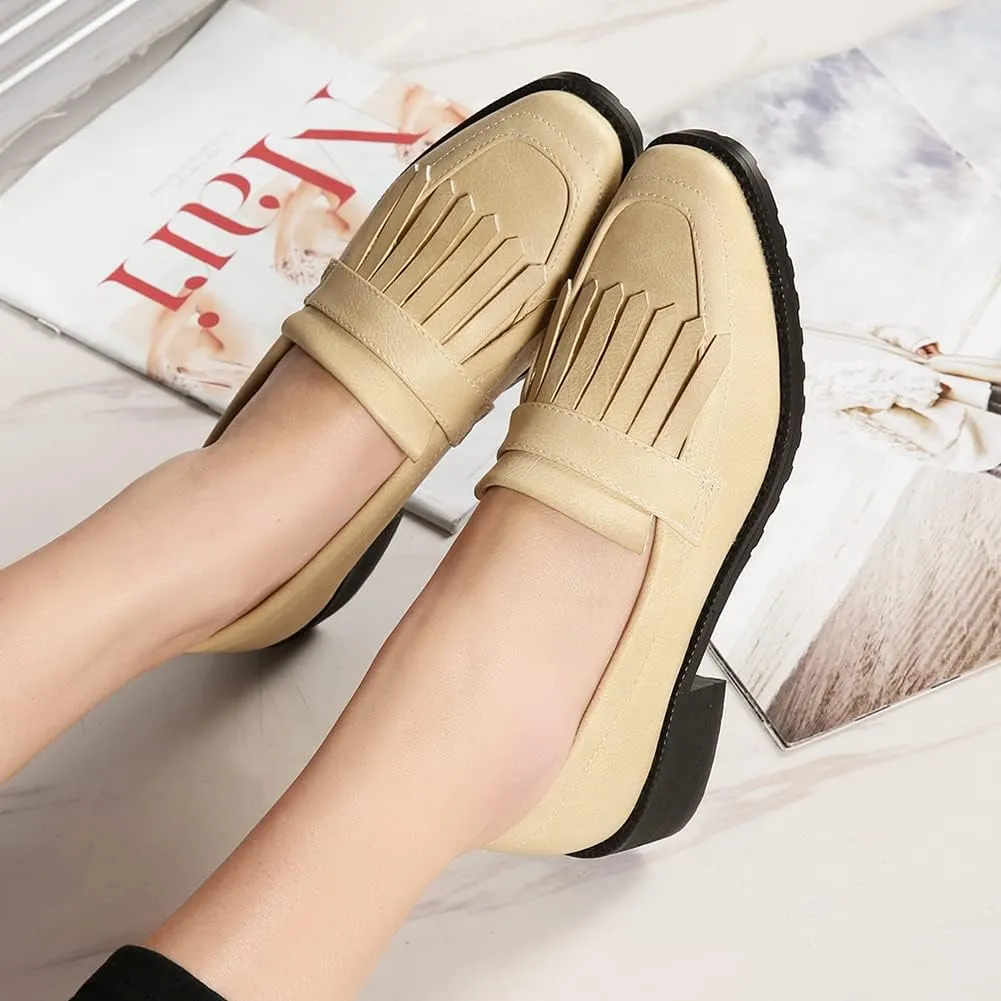 Fashion Platform Loafers for Women Slip-On Penny Loafers with Wedge Heel