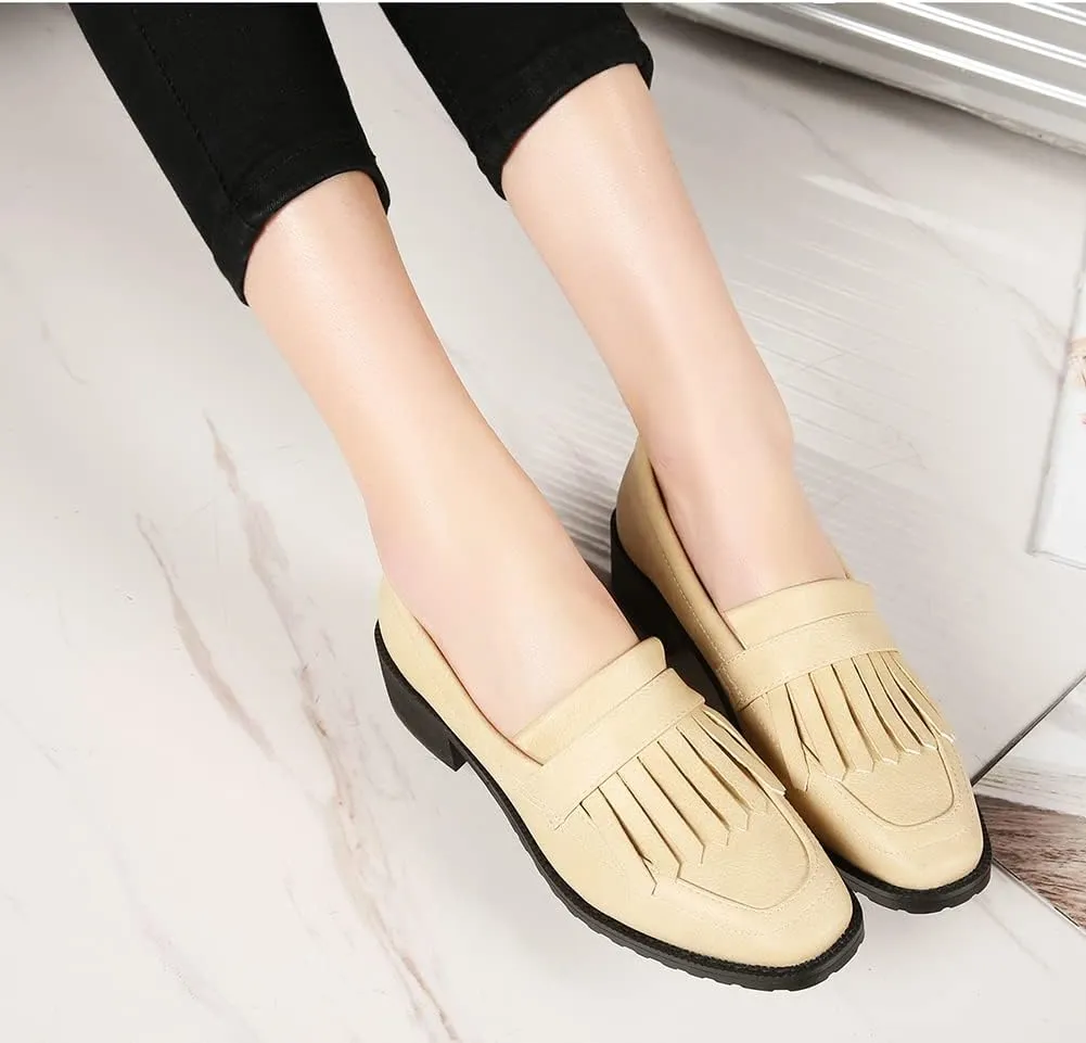 Fashion Platform Loafers for Women Slip-On Penny Loafers with Wedge Heel