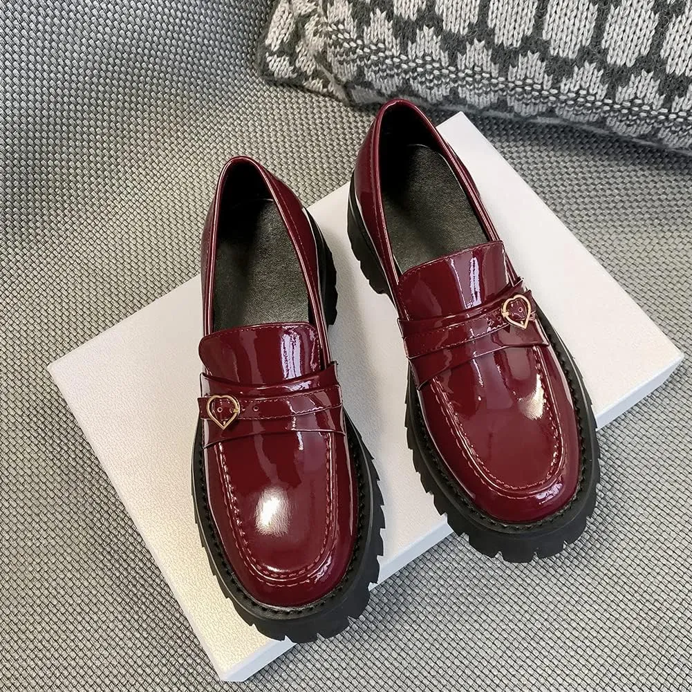 Fashion Platform Loafers for Women Slip-On Penny Loafers with Wedge Heel