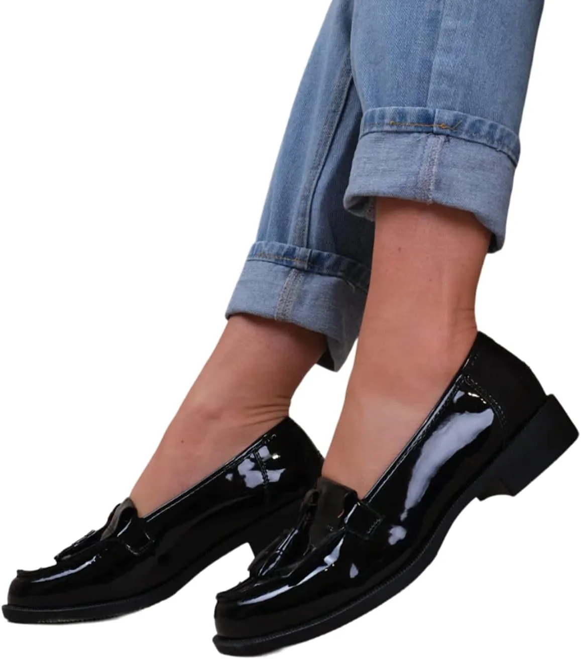 [Fashion Thirsty] Where´s That From Women's Imogen Loafers Tassel Patent Leather Flatform Women's Shoes Slip-on