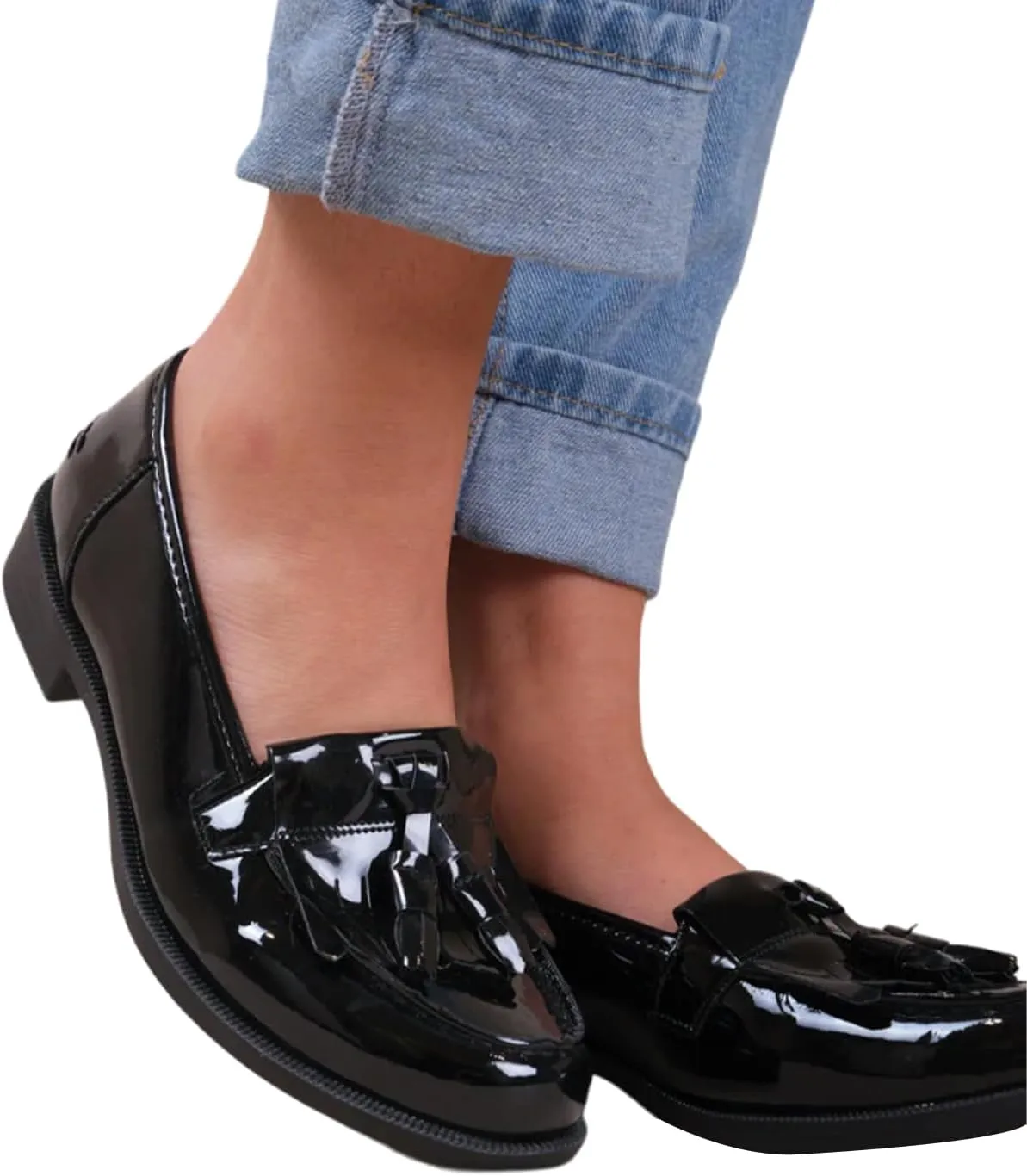 [Fashion Thirsty] Where´s That From Women's Imogen Loafers Tassel Patent Leather Flatform Women's Shoes Slip-on
