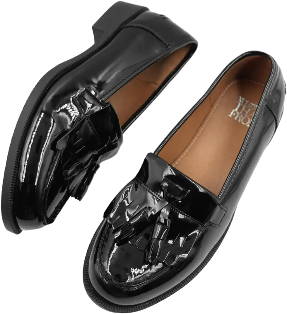 [Fashion Thirsty] Where´s That From Women's Imogen Loafers Tassel Patent Leather Flatform Women's Shoes Slip-on