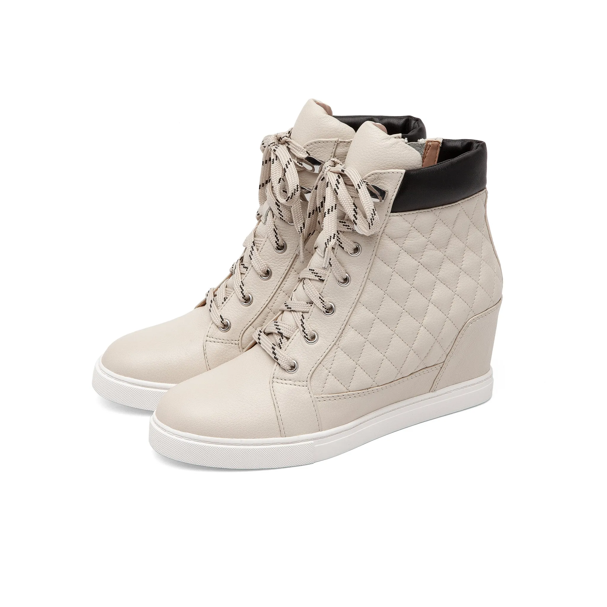 FIJI | Quilted Lace-Up Wedge Sneakers