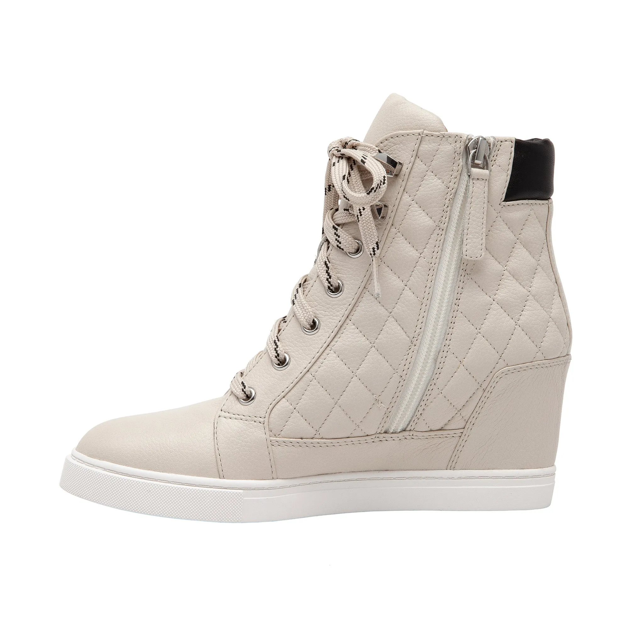 FIJI | Quilted Lace-Up Wedge Sneakers
