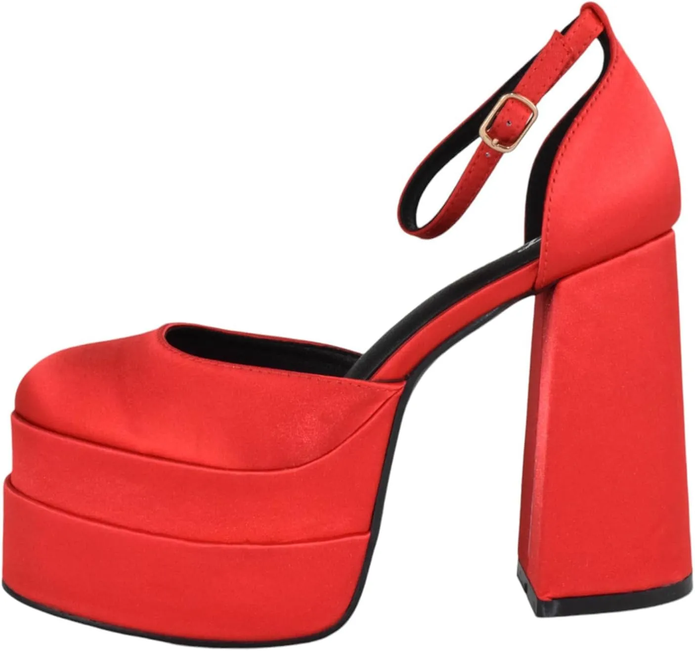 Forever Shoes Women Extra High Block Heels Platform Round Closed Toe Exotic Dancer Pumps Ankle Strap TWICE-13