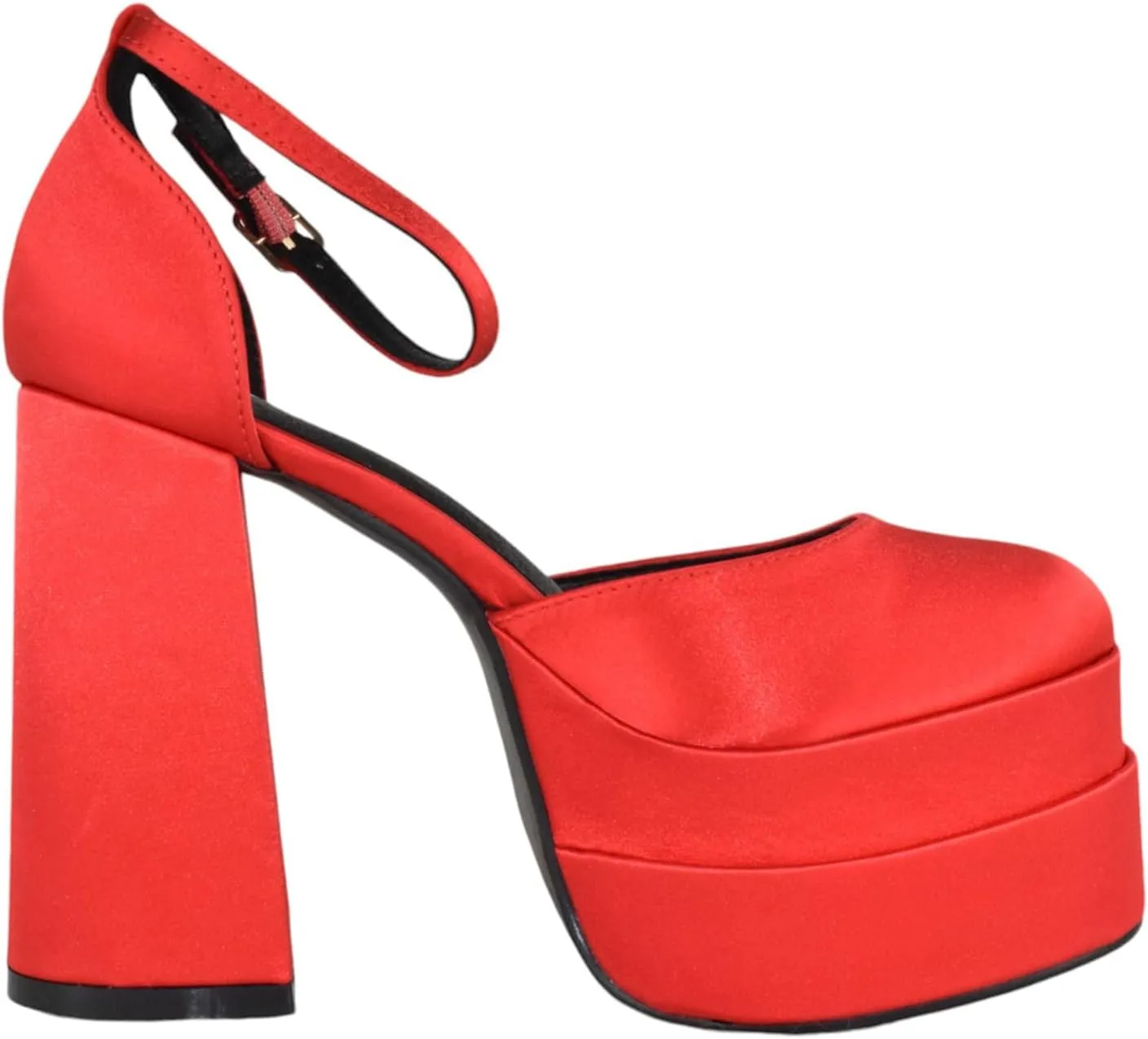 Forever Shoes Women Extra High Block Heels Platform Round Closed Toe Exotic Dancer Pumps Ankle Strap TWICE-13