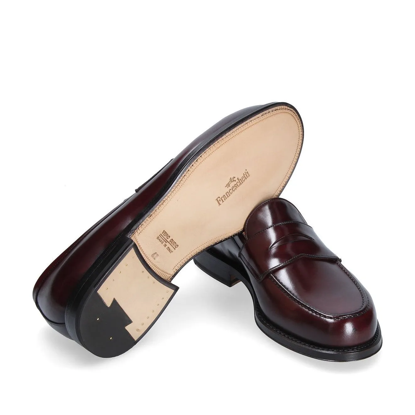 Franceschetti Newport Men's Luxury Italian Shoes Calf-Skin Leather Penny Loafers (FCCT1027)