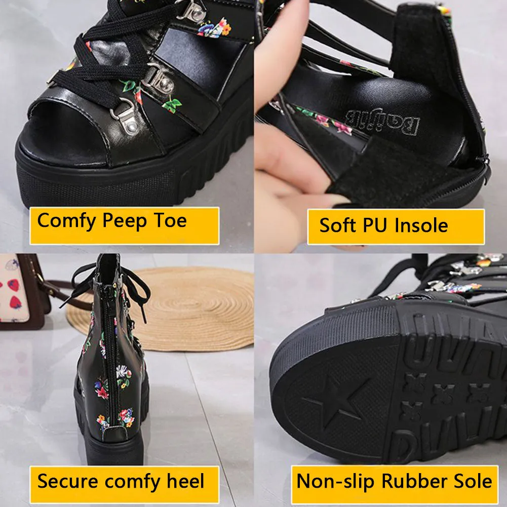 Funki Buys | Shoes | Women's Strappy Platform Wedge Shoes