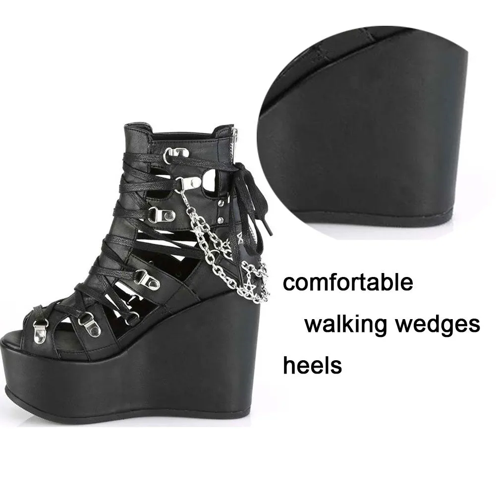 Funki Buys | Shoes | Women's Strappy Platform Wedge Shoes