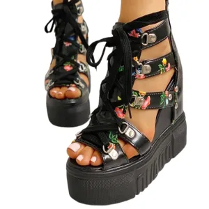 Funki Buys | Shoes | Women's Strappy Platform Wedge Shoes