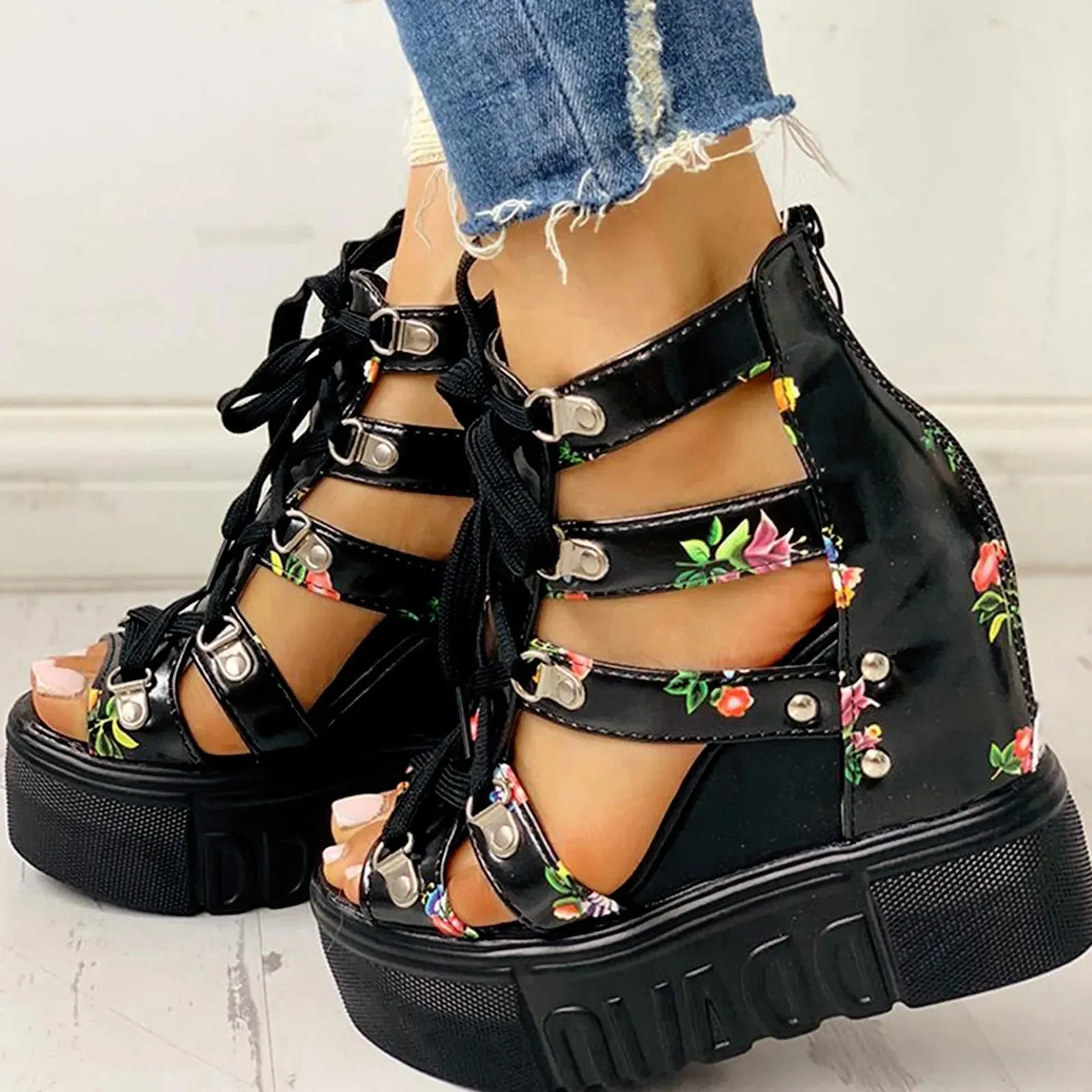 Funki Buys | Shoes | Women's Strappy Platform Wedge Shoes